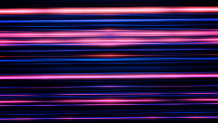 Impressive straight blue and red lines shining on the black background and rotating, seamless loop....