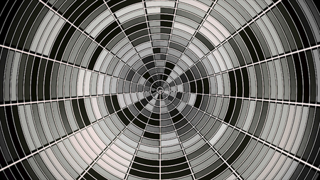 Abstract black and white circle devided into sectors rotating and shimmer endlessly. Glittering...