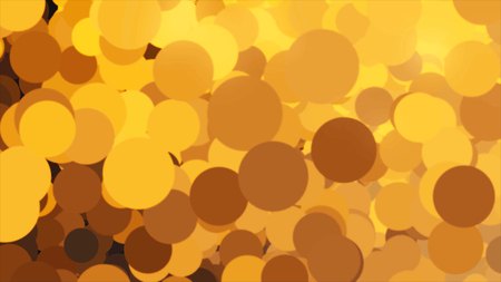 Beautiful bubbles flying endlessly from left to right and changing colors. Animation. Chaotic orange and black circles flowing and blinking, seamless loop.の写真素材