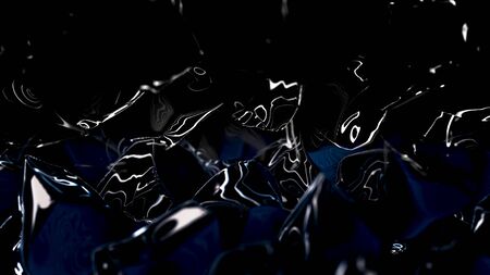 Abstract latex black and shining texture, wavy smooth surface with light glares, seamless loop. Animation. Glowing wavy black substance moving endlessly, monochrome.の写真素材
