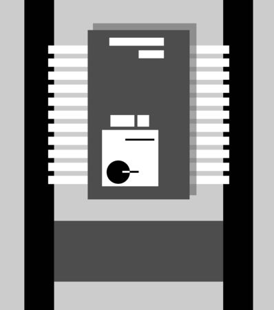 Abstract geometric shapes and forms, monochrome constructivism art style. Modern background with simple forms, stripes, rectangles, squares and a circle, black and whiteの写真素材