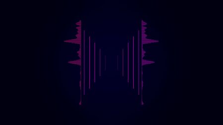 Abstract colorful equalizer in waveform audio spectrum, pink audio signal on dark blue background, music conept. Beating out the rythm, waves and moving lines.の写真素材