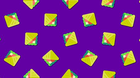 Abstract cartoon sandwiches background with large number of small animated sandwiches icons. Beautiful cartoon animation, abstract graphics in trendy colors and style.の写真素材