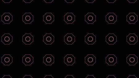 Abstract background of neon kaleidoscopic patterns. Animation. Beautiful neon patterns are replaced on black background. Neon hypnotic background of repeating patternsの写真素材