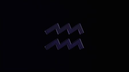 Abstract animation of astrological Zodiac sign Aquarius rotating on a dark background. Animation. It is an action, energy, knowledge and Uranus home sign.の写真素材