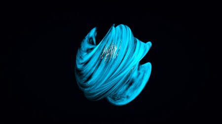 Abstract animation of deformed colorful figure with slippery surface rotating on a black background. Animation. Deforming fluid rendering bubble realistic animation.の写真素材