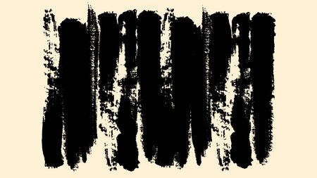 Wide black brush strokes disappearing isolated on beige background. Animation. Wide horizontal stripes of black inks, modern art concept.の写真素材