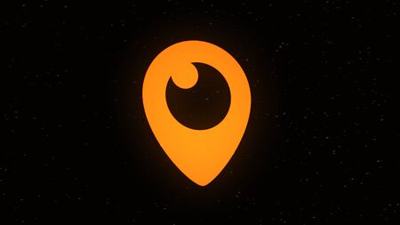 Black crescent in the oval shaped figure on black background, night sky. Animation. Abstract orange...