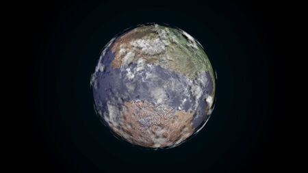 Abstract animation of surface with clouds on planet Earth. Animation. 3D surface of planet Earth...