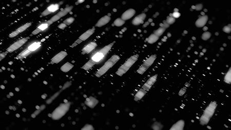 Abstract 3d geometric shapes moving diagonally on black background, seamless loop. Animation. White rows of shimmering silver squares.の写真素材