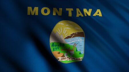 Montana US State abstract flag with beautiful ripples, seamless loop. Animation. United States of America Montana flag with highly detailed fabric texture.の写真素材