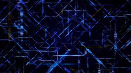 Laser neon colorful light rays glowing in seamless loop motion on black background.