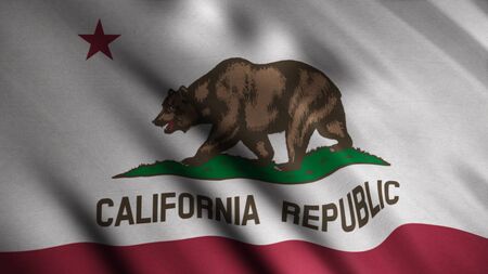 Close-up of waving flag of California Republic.の写真素材