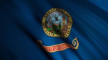 Close-up of waving flag of Idaho.の写真素材