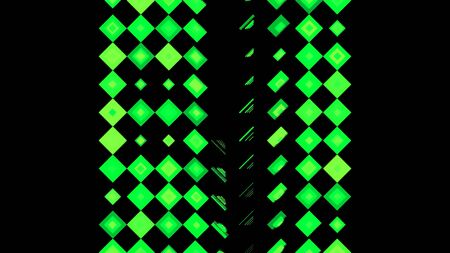 Green motion abstract background with colorful pixels flashing and switching on black background, seamless loop. Animation Green glowing mosaic tiles in parallel rows.の写真素材