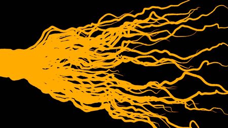 Animation of growing roots on black background. Animation. Slowly growing roots from left to right...