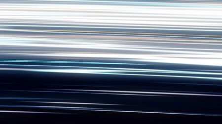 Neon lines move on black background. Animation. Horizontal bright lines move blinking like glitch. Glitch of screen with neon stripesの写真素材