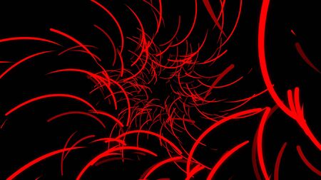 Abstract flight of colored lines on a black background that rotate and form a tunnel. Animation....
