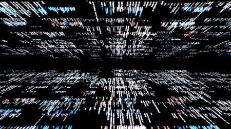 Black screen with programming language code running, seamless loop. Animation. System engineering, concept of modern games or apps creation.の写真素材