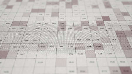 Abstract data processing over white and pink blinking squares. Animation. Science and research concept, digitally generated small information cells.の写真素材