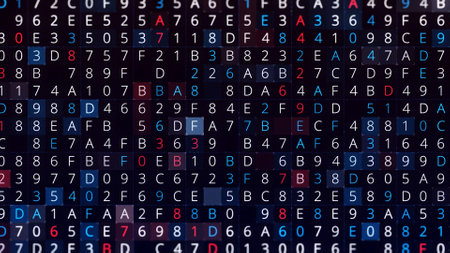 Abstract hacking background, programming code strings changing on screen, seamless loop. Animation. Hacking a password by automatic symbol selection.の写真素材