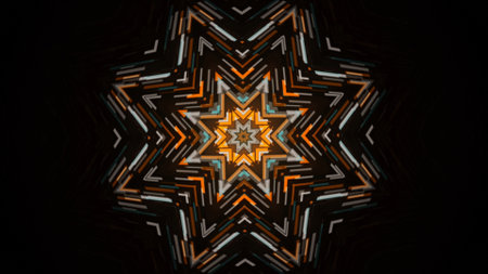 Ornamental shiny star, kaleidoscope ethnic tribal psychedelic pattern.の写真素材