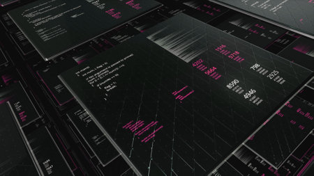 Abstract digital background made of different shapes with detailed elements. Animation. Concept of...