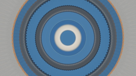Fractal target with concentric orbits and changing light colors. Animation. Hypnotic motion graphics...