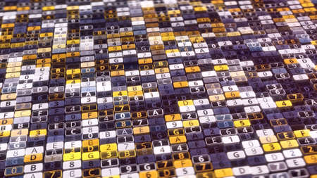 Business abstract digital background with data analytics. Animation. Concept o IT and artificial intelligence, flickering small digits and characters, seamless loop.の写真素材