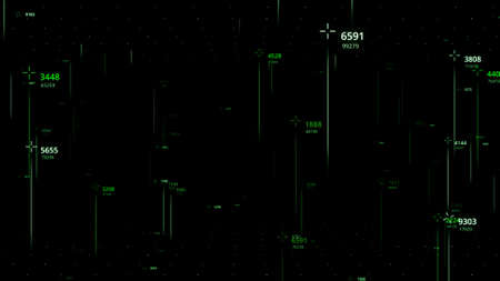 Numbers with lines on black background. Animation. Changing numbers with parallel lines flying in...