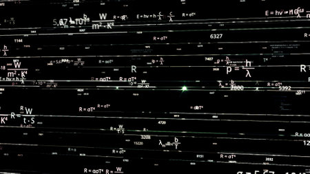 Process of artificial intelligence self education in mathematics and physics fields, monochrome....