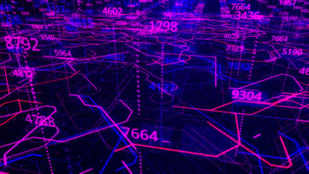 Technological background with the analytics and statistics data with graphs on black background....