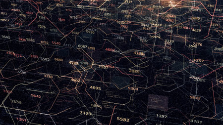 Data processing in circuit board abstract server. Animation. Technological background with big data...
