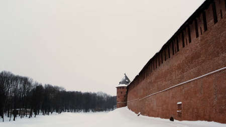 Scenic view of Kolomna cityscape with architectural ensemble of ancient Kremlin in winter, Russia. Concept. Concept of history and architecture.の写真素材