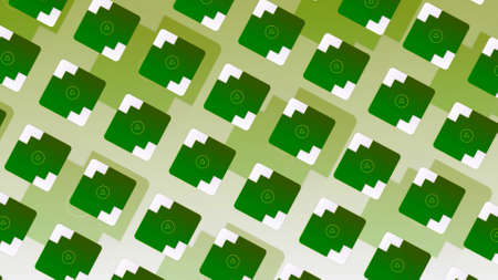 Bright background with cubes and white corners. Motion. Many colored cubes are moving slowly...