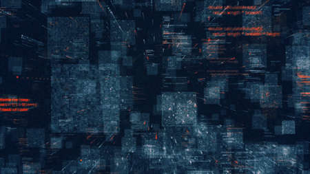 Lot of program codes in cyberspace. Animation. Immersion in programming and source keys for data. Background for programming and immersion in matrixの写真素材