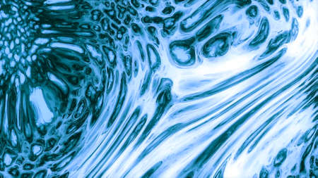 Liquid moves and stretches. Motion. Beautiful 3d liquid with colored and luminous iridescences in...