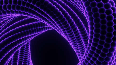 3D swirling snake. Design. Animation of twisting spiral with snake texture. Spiral with swirling movements and bright textureの写真素材