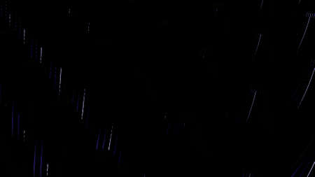 Dark pattern with many long 3D objects covered by neon moving lines. Design. Rows of cone figures...
