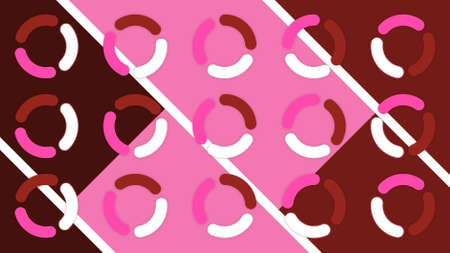 Rings on background of diagonal lines. Motion. Moving diagonal stripes with rotating rings...