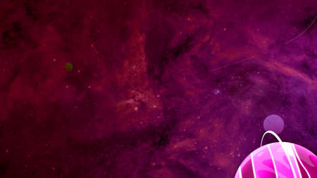 Abstract planet moves in animated space. Motion. Childrens animation of moving colored planet on...