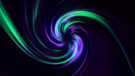 Gradient of rainbow colors are cyclically shifting, seamless loop. Motion. Beautiful abstract background with twisting light neon stripes.の写真素材