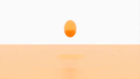 Bouncing colored ball on water surface. Design. Looped animation of bouncing ball leaving water rings on surface. Bouncing ball in waterの写真素材