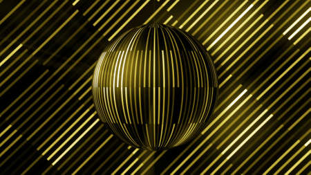Rotating ball of shiny lines. Motion. Beautiful festive background with rotating ball and shiny lines. Shiny vertical lines on colored ballの写真素材