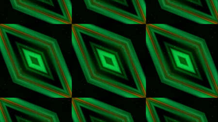 3d illustration of dynamically blinking rhombuses, seamless loop. Motion. Kaleidoscope pattern with diagonal rows of neon figures changing colors.の写真素材