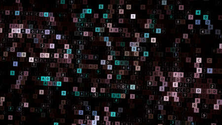 Colorful stock market financial data processing and flickering on black background. Animation....