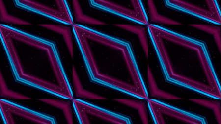 Graphic pattern of rhombus shapes blinking and changing blue and pink colors, seamless loop. Motion....