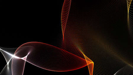 Abstract colorful wavy background in bright neon colors. Motion. Curving chaotic flight of bended...