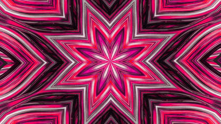Abstract kaleidoscopic pattern with transforming flower, seamless loop. Animation. Fractal symmetric optical illusion looking like a flower bud.の写真素材