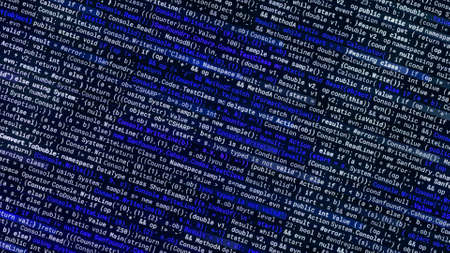 Abstract visualization of a virus spreading as a computer code, concept of digital security....